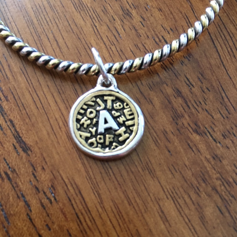 Waxing Poetic Sterling Silver & Brass Initial "A" Charm